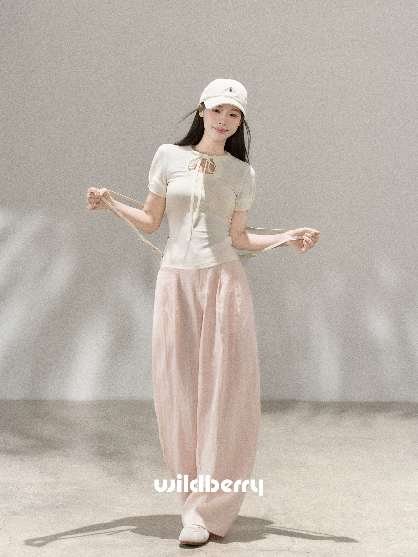 Wildberry ピンク ストレートワイドパンツ