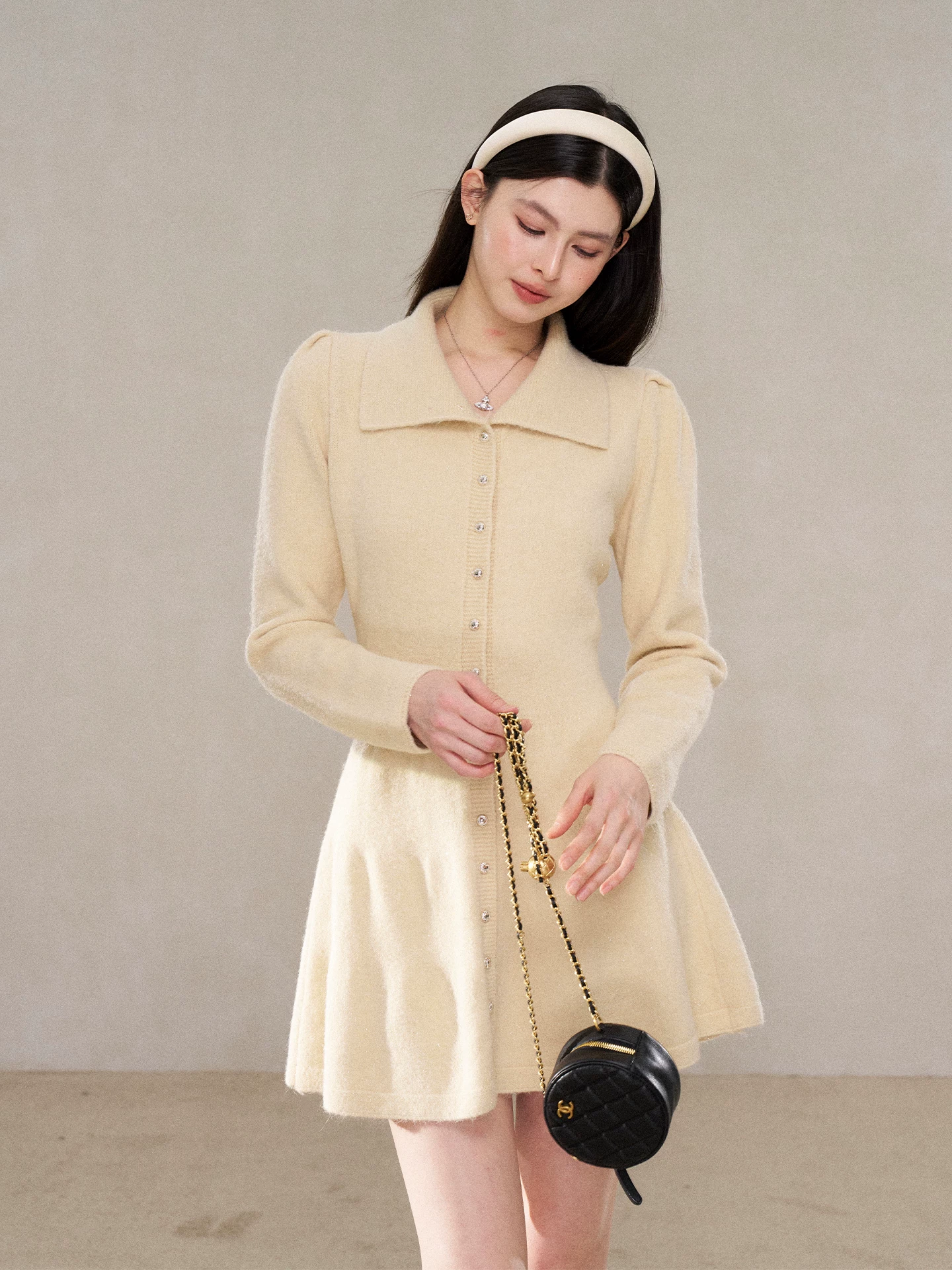 Wildberry ウエストシェイプ ニットロングワンピース