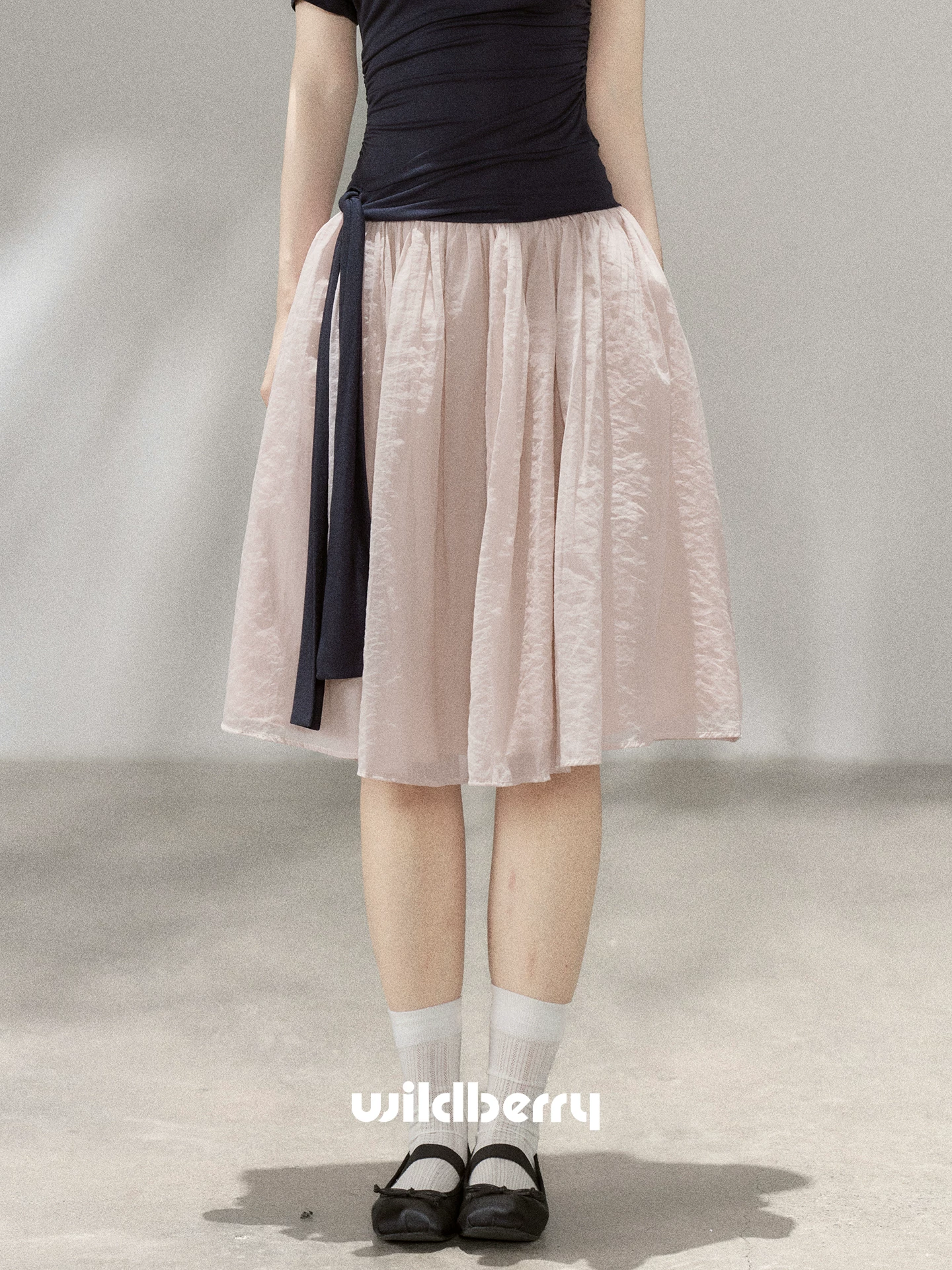 Wildberry ピンク レトロAラインスカート