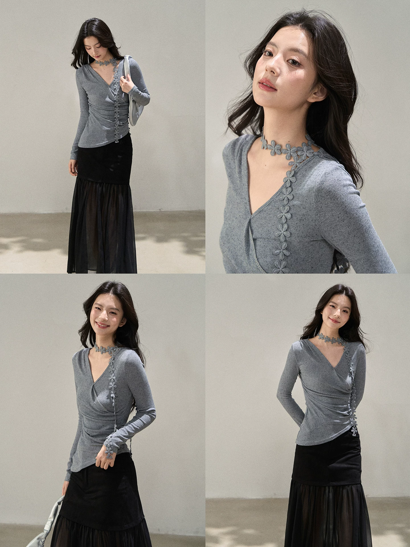 Wildberry Vネック 長袖Tシャツ