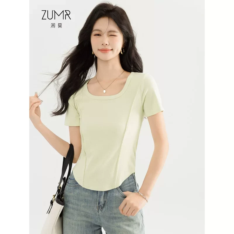 フィッシュボーンデザイン 半袖トップス 商品写真