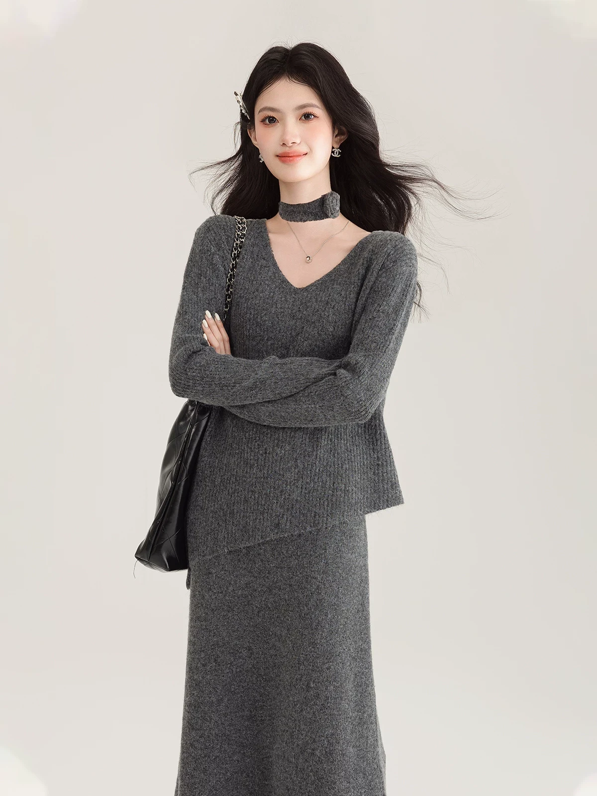 アシンメトリーニット セットアップ 商品写真