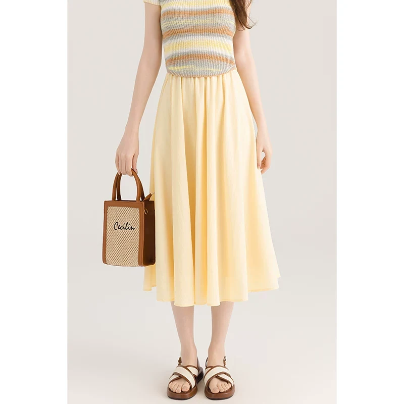 イエロー Aラインプリーツスカート 商品写真